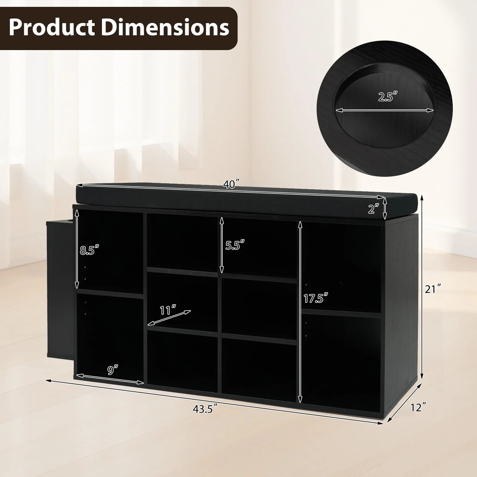 Tangkula Shoe Storage Bench with Umbrella Stand 10-Cubby Entryway Shoe Rack Organizer